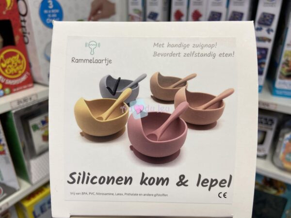 Bol en Silicone Avec Ventouse et Cuillère Gris