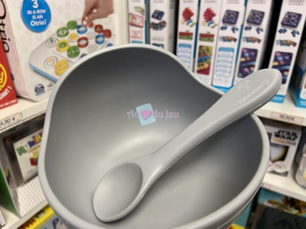 Bol en Silicone Avec Ventouse et Cuillère Gris – Image 2