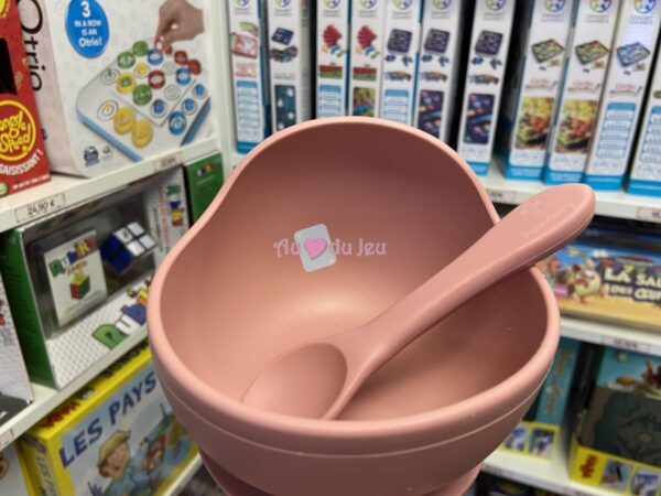 Bol en Silicone Avec Ventouse et Cuillère Rose – Image 2