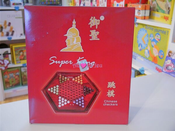 Jeu de Dames Chinoises en bois avec Billes en Verre