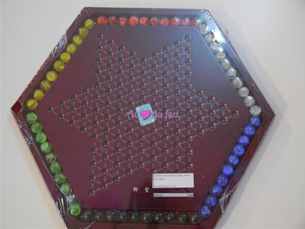 Jeu de Dames Chinoises en bois avec Billes en Verre – Image 2
