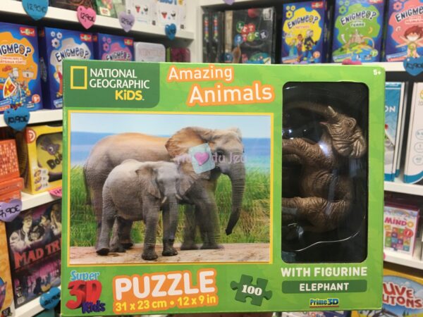 Puzzle 100 Pièces avec Figurine Elephant