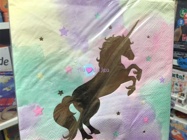 16 Serviettes Licorne Dorée
