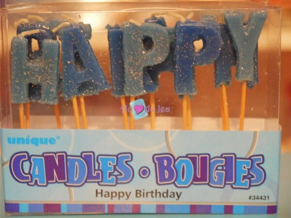 Standard - Bougies Happy Birthday Bleu Brillant