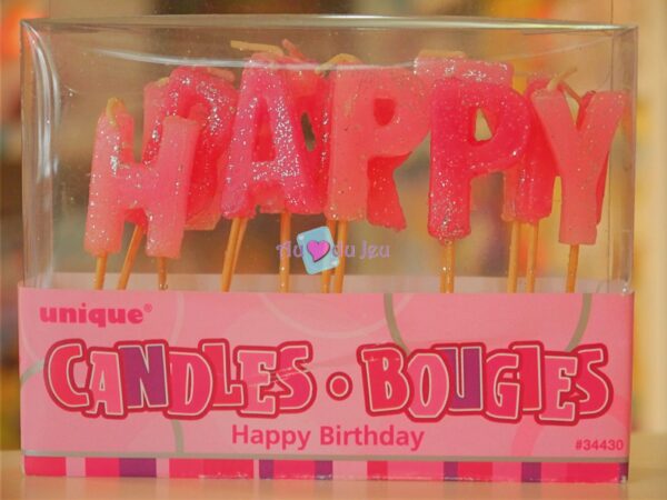 Standard - Bougies Happy Birthday Rose Brillant