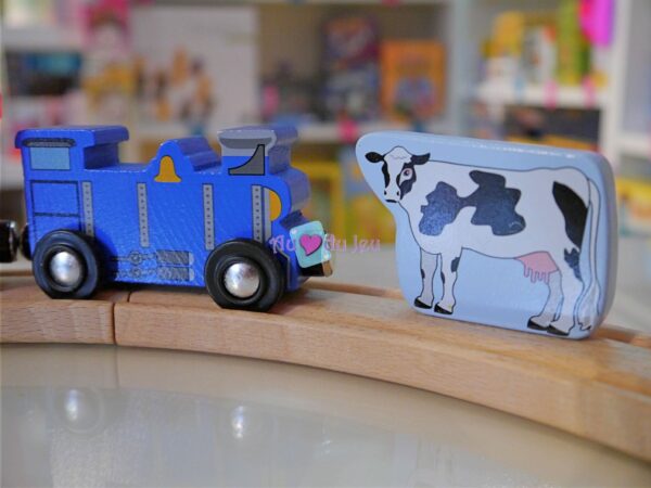 Train en bois avec animaux de la ferme – Image 3